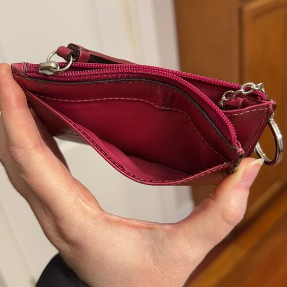 COACH POPPY CARD CASE WALLET HOT PINK FUCHSIA SHIMMER TROMPE TASSEL SLG HTF VGUC - Picture 7 of 9